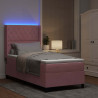 Łóżko sprężynowe z materacem z LED Różowy 90 x 190 cm Aksamit