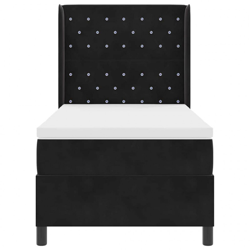 Łóżko sprężynowe z materacem z LED Czarny 100 x 200 cm Aksamit