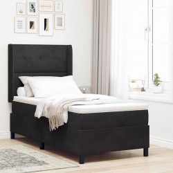 Łóżko sprężynowe z materacem z LED Czarny 90 x 190 cm Aksamit