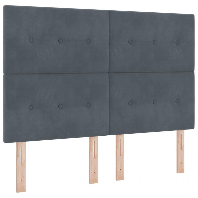 Łóżko sprężynowe Ze LED Lights Ciemnoszary 140 x 200 cm Aksamit