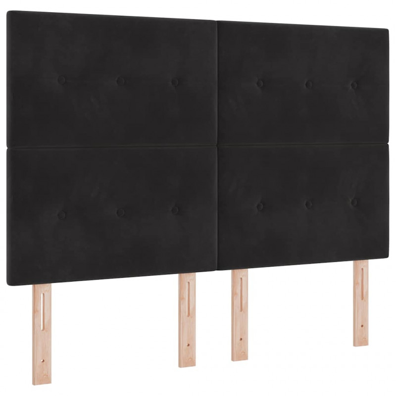 Łóżko sprężynowe z materacem z LED Czarny 160 x 200 cm Aksamit