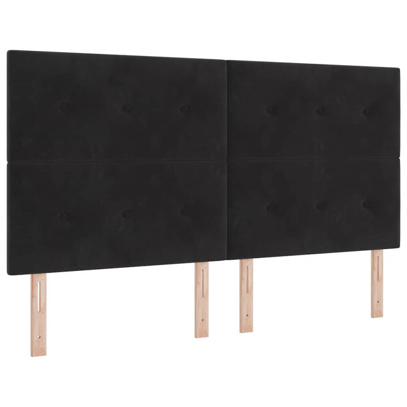 Łóżko sprężynowe z materacem z LED Czarny 180 x 200 cm Aksamit