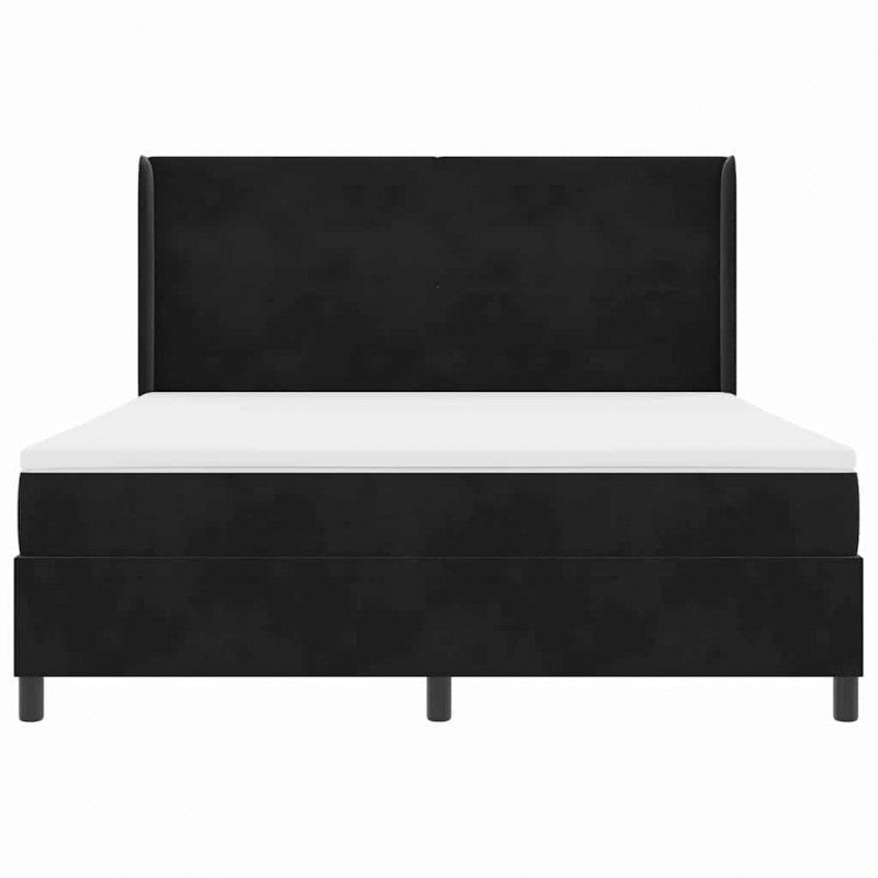 Łóżko sprężynowe z materacem z LED Czarny 180 x 200 cm Aksamit