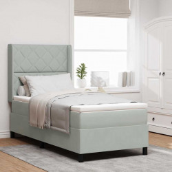 Łóżko sprężynowe z materacem Jasnoszary 90 x 190 cm Aksamit