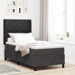 Łóżko sprężynowe z materacem z LED Czarny 90 x 190 cm Aksamit