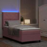 Łóżko sprężynowe z materacem z LED Różowy 90 x 190 cm Aksamit