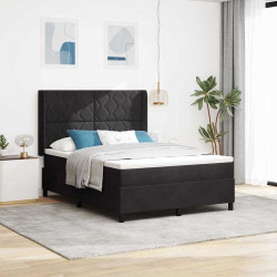 Łóżko sprężynowe Ze LED Lights Czarny 140 x 190 cm Aksamit