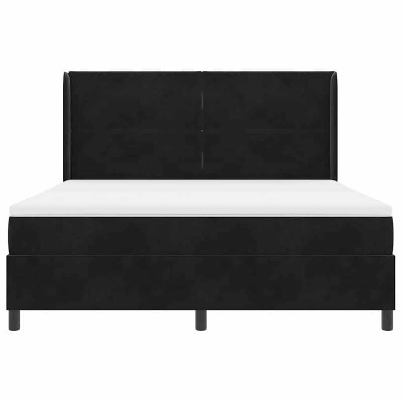 Łóżko sprężynowe z materacem z LED Czarny 180 x 200 cm Aksamit