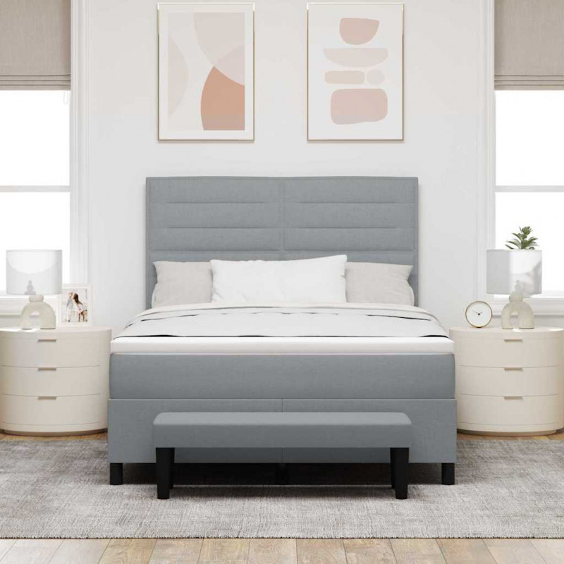 Łóżko sprężynowe z materacem Jasnoszary 140 x 200 cm tkanina
