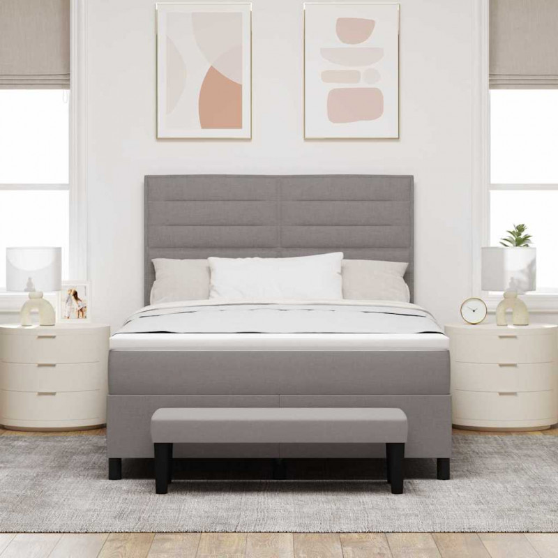 Łóżko sprężynowe z materacem Ciemnoszary 140 x 200 cm tkanina