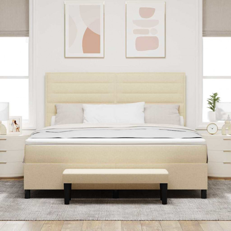 Łóżko sprężynowe z materacem Kremowy 180 x 200 cm tkanina