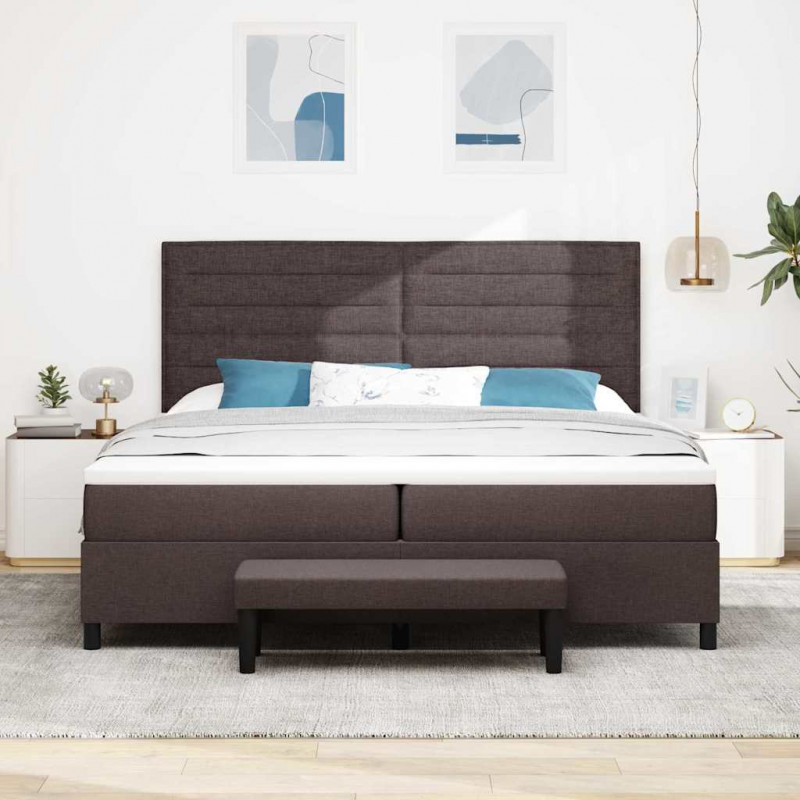 Łóżko sprężynowe z materacem Ciemny brąz 200 x 200 cm tkanina