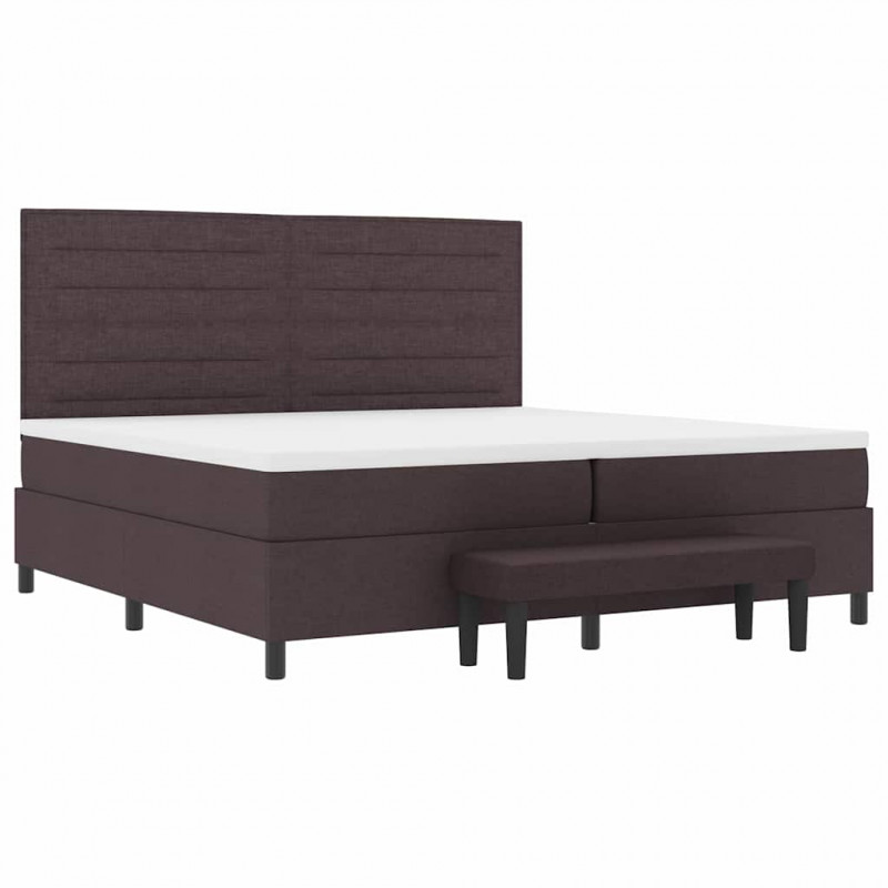 Łóżko sprężynowe z materacem Ciemny brąz 200 x 200 cm tkanina