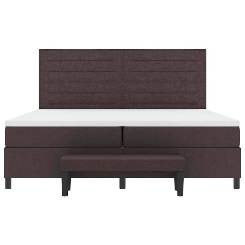 Łóżko sprężynowe z materacem Ciemny brąz 200 x 200 cm tkanina