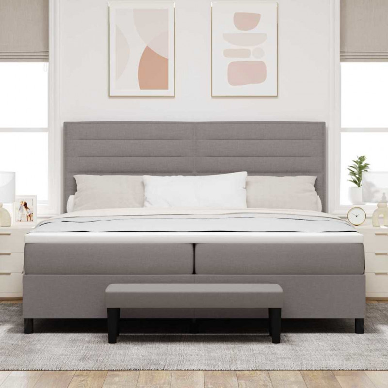 Łóżko sprężynowe z materacem Ciemnoszary 200 x 200 cm tkanina