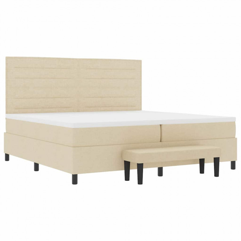 Łóżko sprężynowe z materacem Kremowy 200 x 200 cm tkanina