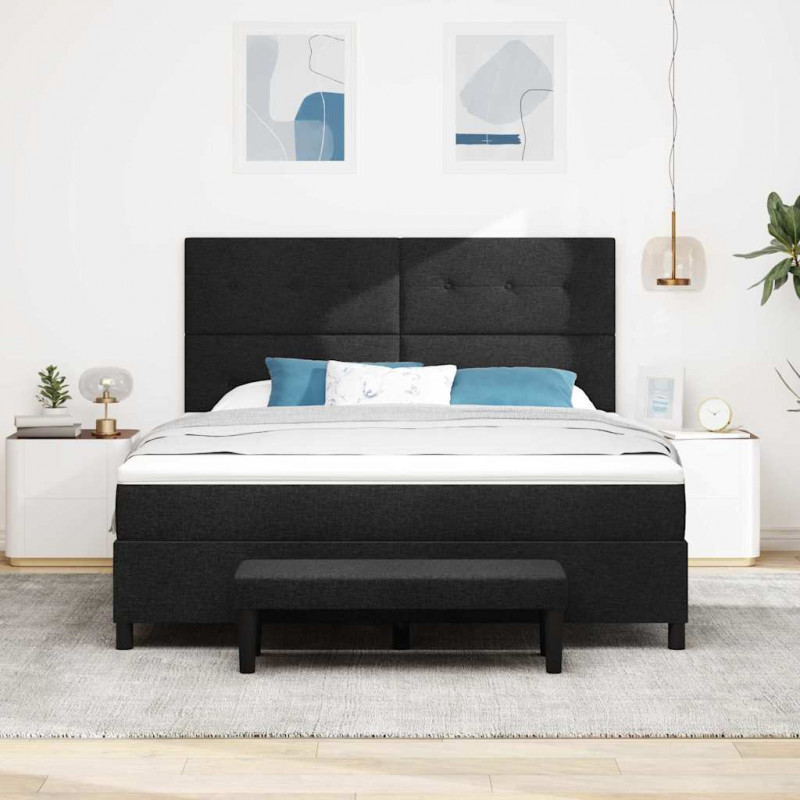Łóżko sprężynowe z materacem Czarny 180 x 200 cm tkanina