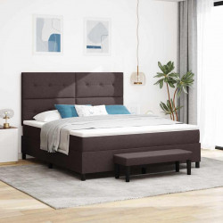 Łóżko sprężynowe z materacem Ciemny brąz 180 x 200 cm tkanina