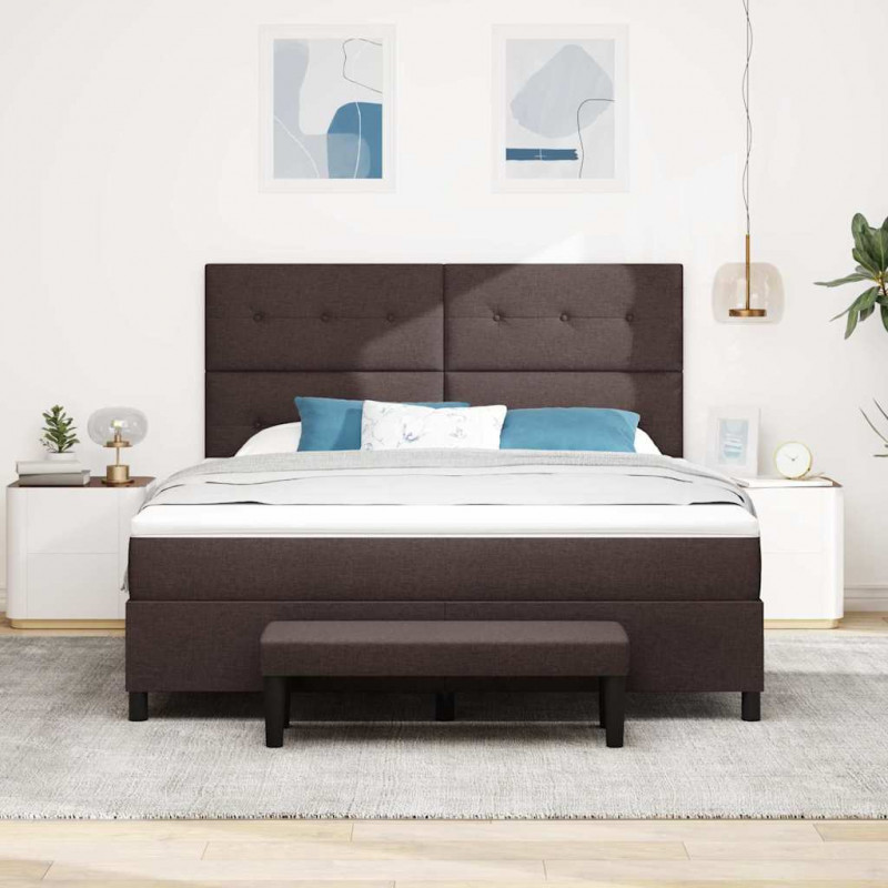 Łóżko sprężynowe z materacem Ciemny brąz 180 x 200 cm tkanina