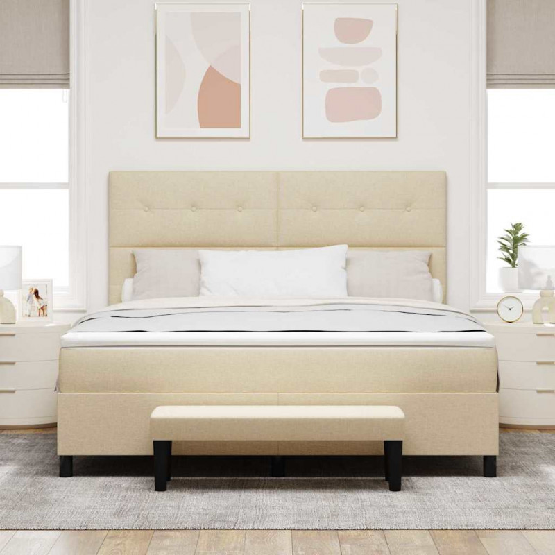 Łóżko sprężynowe z materacem Kremowy 180 x 200 cm tkanina