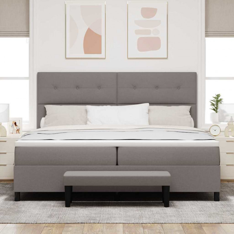 Łóżko sprężynowe z materacem Ciemnoszary 200 x 200 cm tkanina