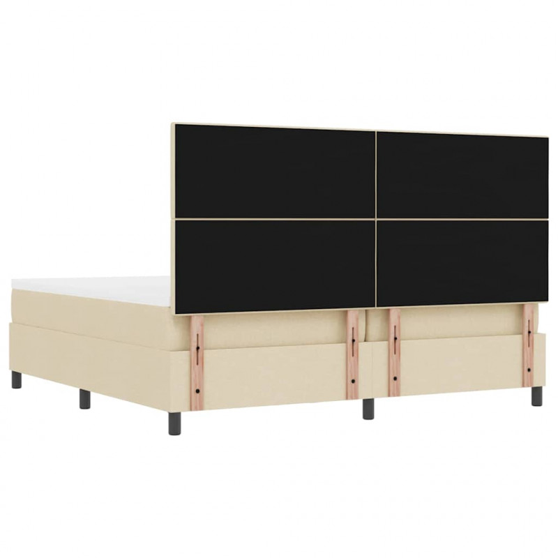 Łóżko sprężynowe z materacem Kremowy 200 x 200 cm tkanina