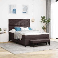 Łóżko sprężynowe z materacem Ciemny brąz 160 x 200 cm tkanina