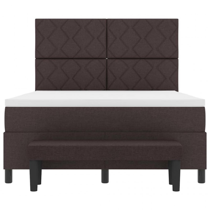 Łóżko sprężynowe z materacem Ciemny brąz 160 x 200 cm tkanina