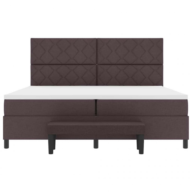 Łóżko sprężynowe z materacem Ciemny brąz 200 x 200 cm tkanina