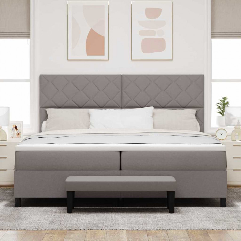 Łóżko sprężynowe z materacem Ciemnoszary 200 x 200 cm tkanina