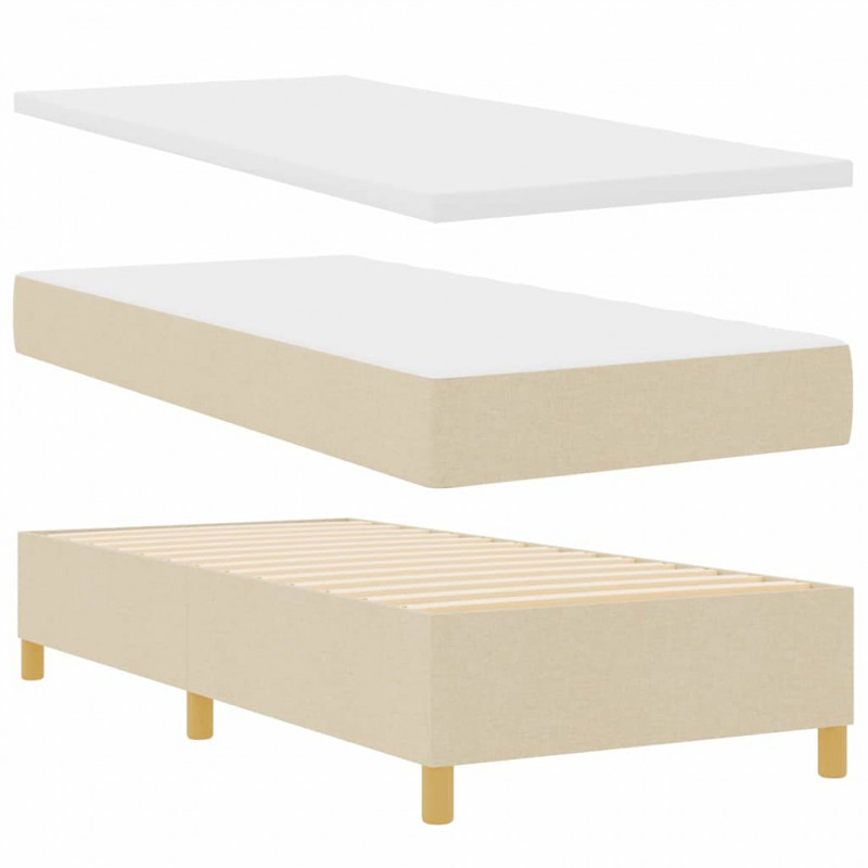 Łóżko sprężynowe z materacem Kremowy 80 x 200 cm tkanina