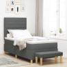 Łóżko sprężynowe z materacem ciemno szary 100 x 200 cm tkanina