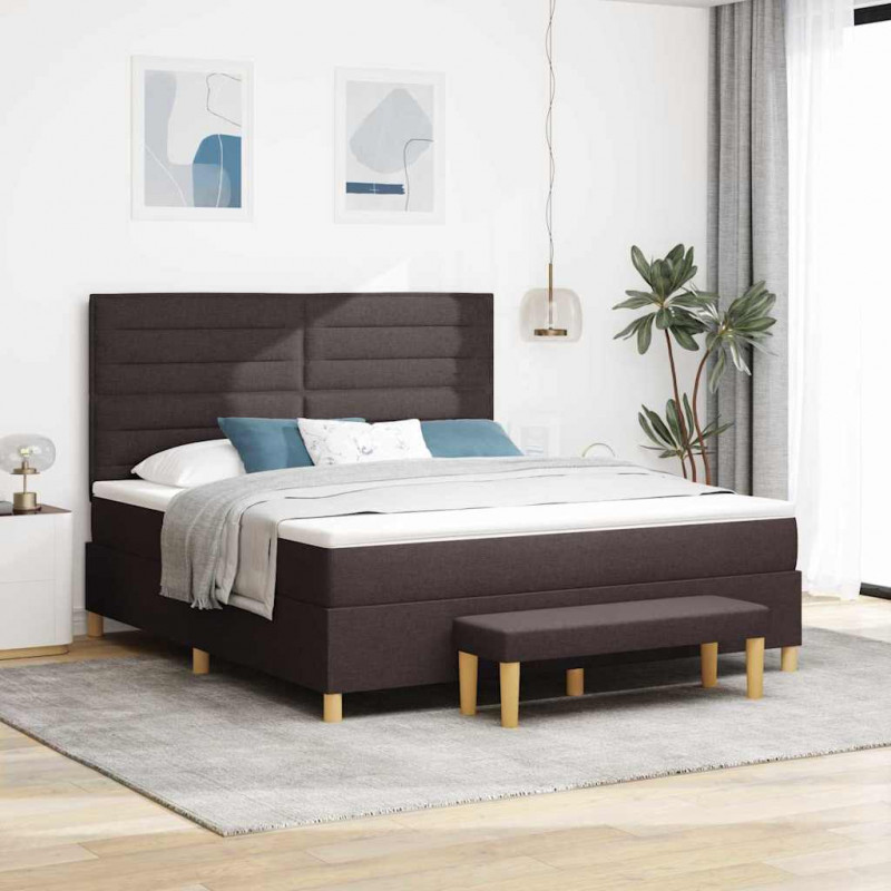 Łóżko sprężynowe z materacem Ciemny brąz 180 x 200 cm tkanina