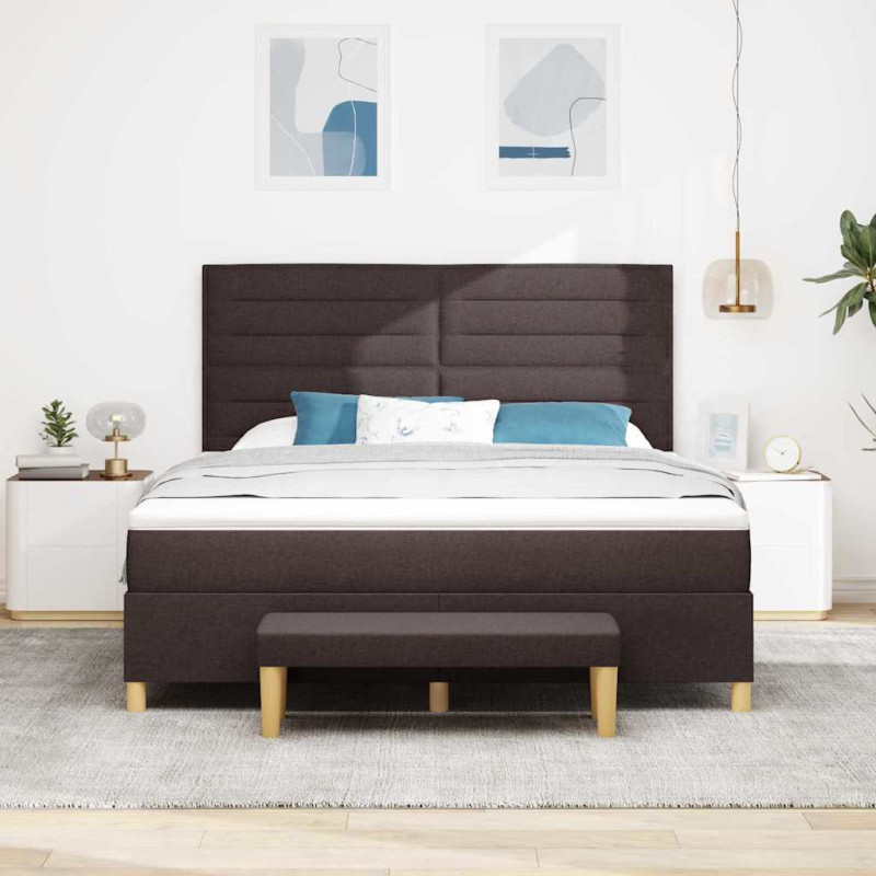 Łóżko sprężynowe z materacem Ciemny brąz 180 x 200 cm tkanina