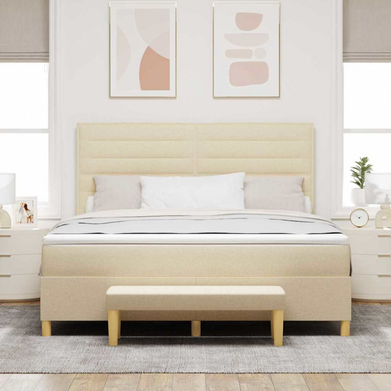 Łóżko sprężynowe z materacem Kremowy 180 x 200 cm tkanina