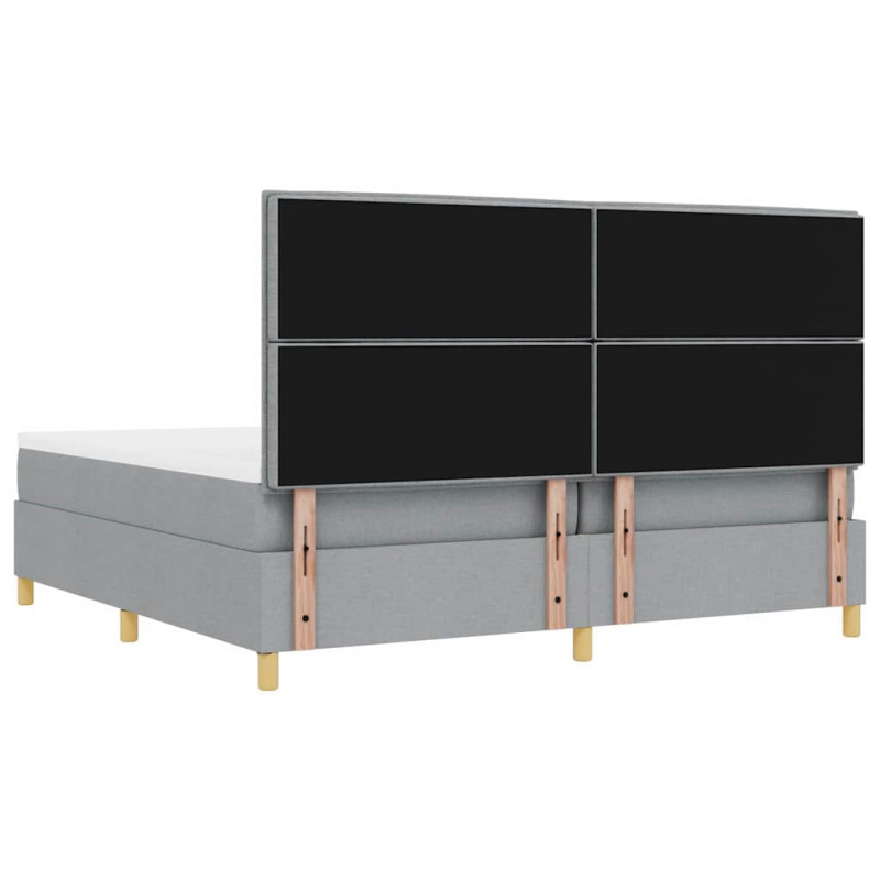 Łóżko sprężynowe z materacem Jasnoszary 200 x 200 cm tkanina