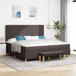 Łóżko sprężynowe z materacem ciemnobrązowy 200 x 200 cm tkanina