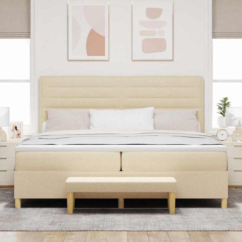 Łóżko sprężynowe z materacem Kremowy 200 x 200 cm tkanina