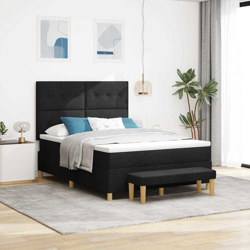 Łóżko sprężynowe z materacem Czarny 160 x 200 cm tkanina