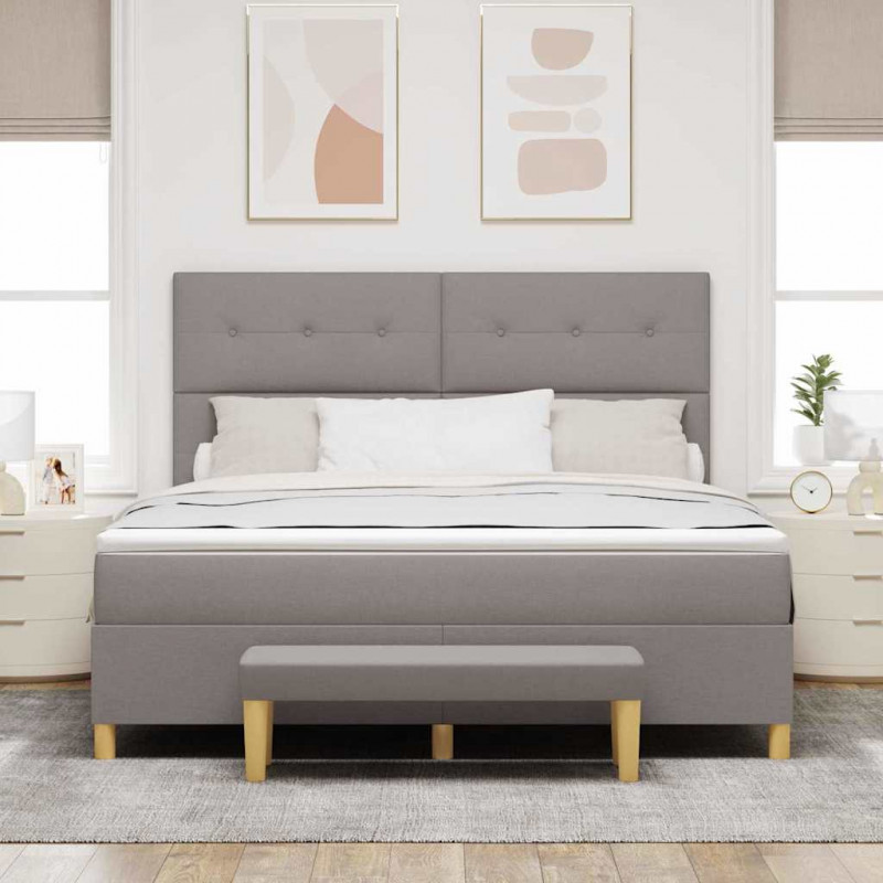 Łóżko sprężynowe z materacem Ciemnoszary 180 x 200 cm tkanina