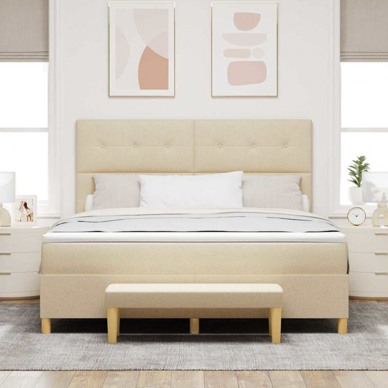 Łóżko sprężynowe z materacem Kremowy 180 x 200 cm tkanina