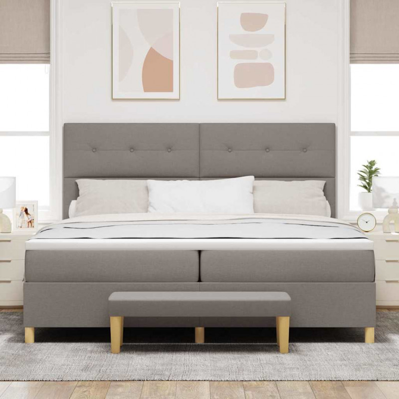 Łóżko sprężynowe z materacem Ciemnoszary 200 x 200 cm tkanina