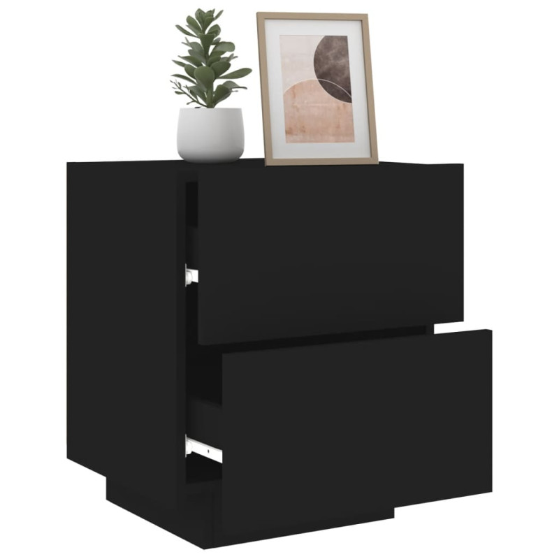 Szafki nocne z LED, 2 szt., czarne, materiał drewnopochodny