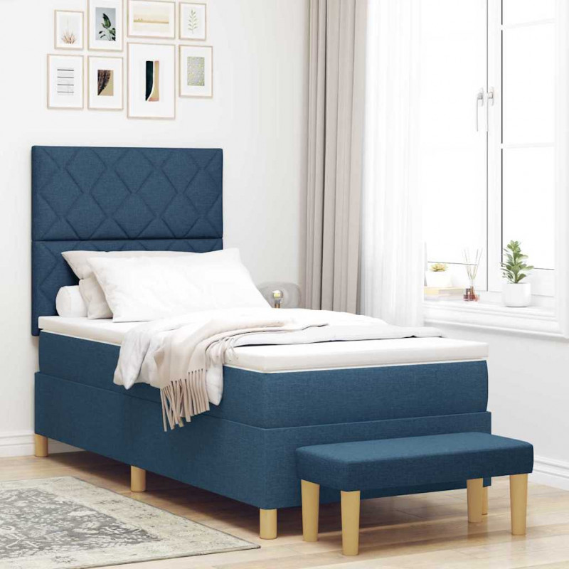 Łóżko sprężynowe z materacem Niebieski 100 x 200 cm tkanina