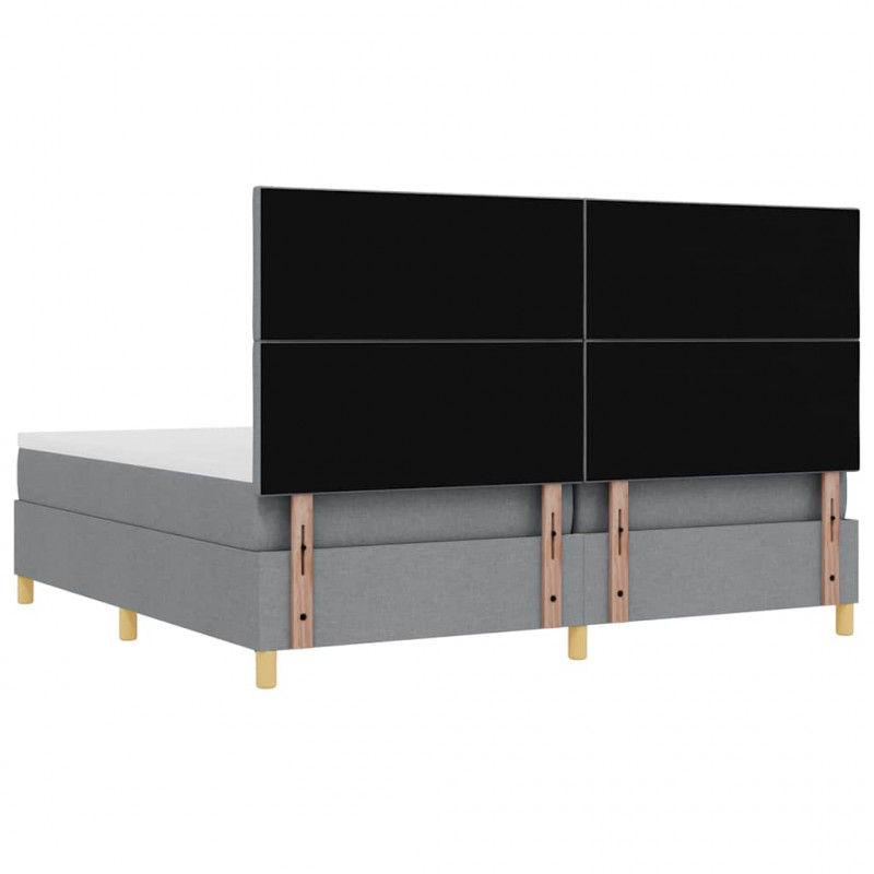 Łóżko sprężynowe z materacem Jasnoszary 200 x 200 cm tkanina