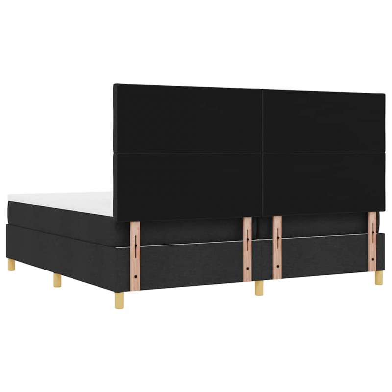 Łóżko sprężynowe z materacem Czarny 200 x 200 cm tkanina
