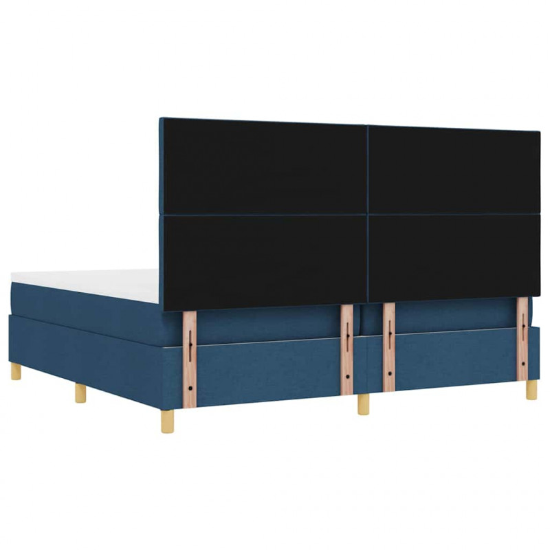 Łóżko sprężynowe z materacem Niebieski 200 x 200 cm tkanina