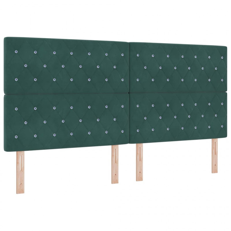 Łóżko sprężynowe z materacem Ciemnozielony 200 x 200 cm Aksamit