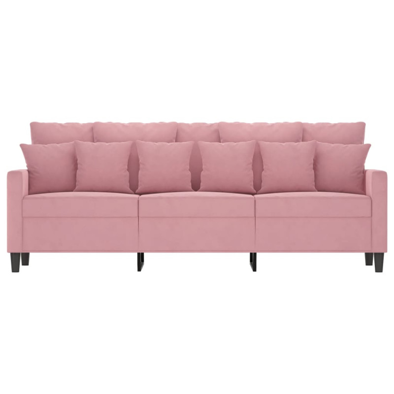 Sofa 3-osobowa, różowa, 180 cm, obita aksamitem