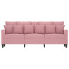 Sofa 3-osobowa, różowa, 180 cm, obita aksamitem